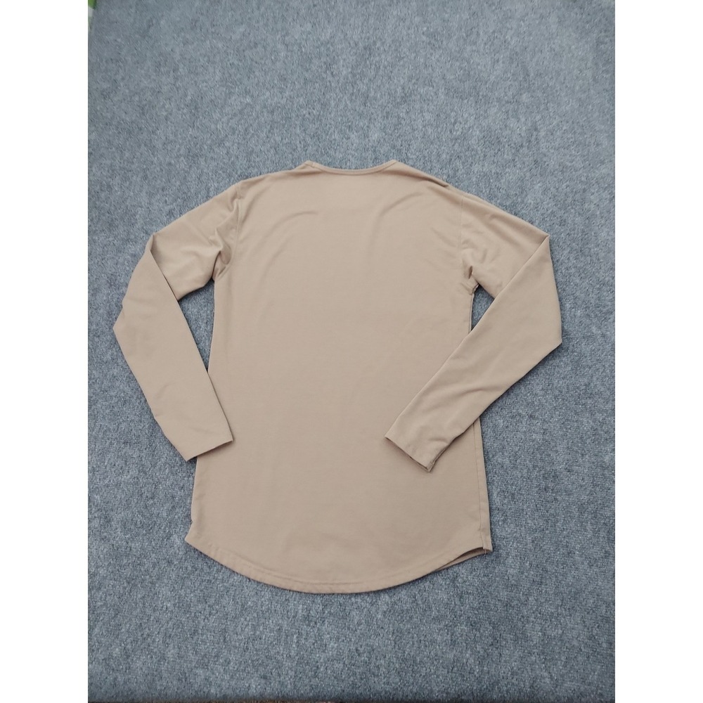 BYLT Shirt Mens Medium Brown Long Sleeve Crew Neck Curve Hem Premium Basics - Picture 2 of 9